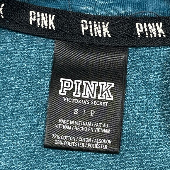 Pink Victoria Secret Sweater Women Size‎ Small Funnel Neck Sweatshirt Green - Picture 6 of 9